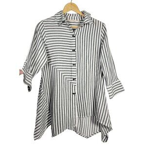 Soft Surroundings Women's "Standout Striped Tunic" Asymmetrical Hem Sz PXS